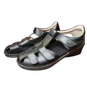 Finn Comfort Shoes Sandals Gomera Leather Black Women Business Casual Sz 6 #1149
